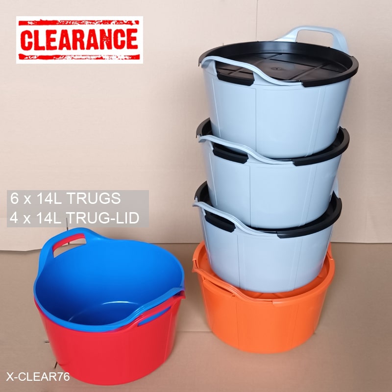 Clearance Pack of 6 x 14 Litre Trugs and 4 Trug-Lids (Slight Seconds)